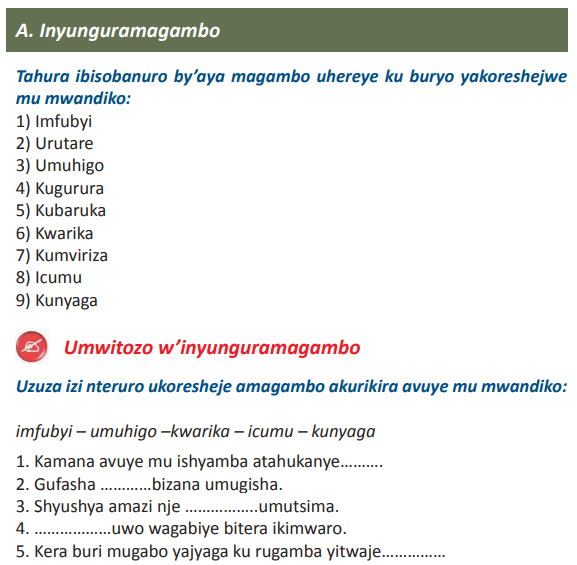 Course: Kinyarwanda, Topic: UMUTWE WA MBERE: UMUCO N’INDANGAGACIRO ...